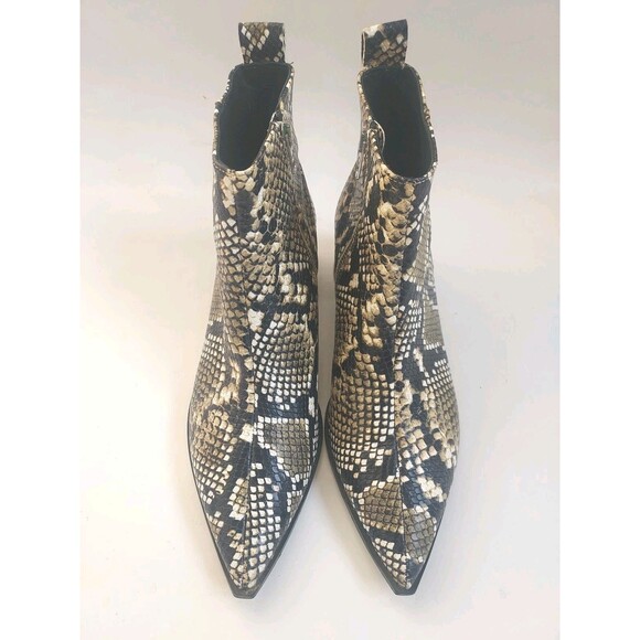 Everlane The Boss Boot Snakeskin Print Zip Leather Size 9.5 Made In Italy - Picture 2 of 10